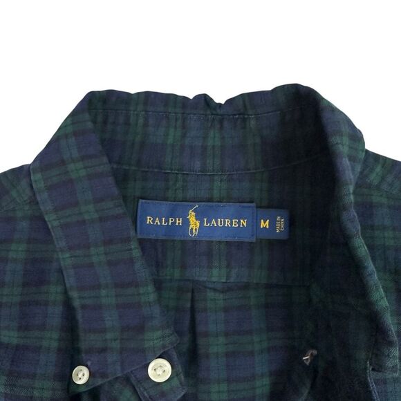 Ralph Lauren Mens Medium Blue, Green & Black Button Front Shirt - Picture 4 of 8